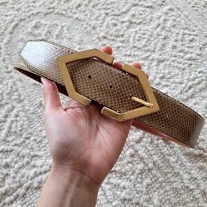 JANA Snakeskin Tan Statement Belt 36 M/L